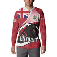 Personalized Canada Ontario Province Button Sweatshirt Black Bear Flag Stylized