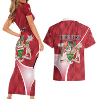 Personalized Canada Ontario Province Couples Matching Short Sleeve Bodycon Dress and Hawaiian Shirt Black Bear Flag Stylized