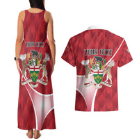 Personalized Canada Ontario Province Couples Matching Tank Maxi Dress and Hawaiian Shirt Black Bear Flag Stylized