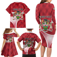 Personalized Canada Ontario Province Family Matching Long Sleeve Bodycon Dress and Hawaiian Shirt Black Bear Flag Stylized
