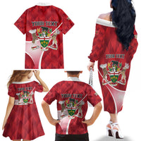 Personalized Canada Ontario Province Family Matching Off The Shoulder Long Sleeve Dress and Hawaiian Shirt Black Bear Flag Stylized