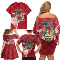 Personalized Canada Ontario Province Family Matching Off Shoulder Short Dress and Hawaiian Shirt Black Bear Flag Stylized