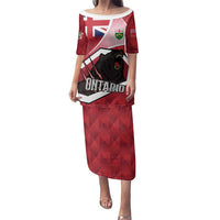 Personalized Canada Ontario Province Family Matching Puletasi and Hawaiian Shirt Black Bear Flag Stylized