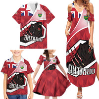 Personalized Canada Ontario Province Family Matching Summer Maxi Dress and Hawaiian Shirt Black Bear Flag Stylized