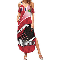 Personalized Canada Ontario Province Family Matching Summer Maxi Dress and Hawaiian Shirt Black Bear Flag Stylized