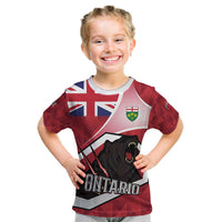 Personalized Canada Ontario Province Kid T Shirt Black Bear Flag Stylized