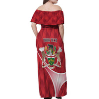 Personalized Canada Ontario Province Off Shoulder Maxi Dress Black Bear Flag Stylized