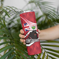 Personalized Canada Ontario Province Skinny Tumbler Black Bear Flag Stylized
