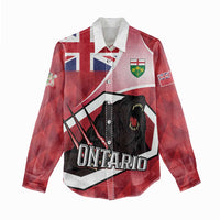 Personalized Canada Ontario Province Women Casual Shirt Black Bear Flag Stylized