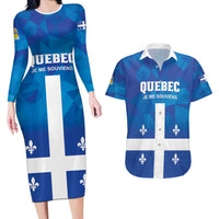 Personalized Canada Quebec Province Couples Matching Long Sleeve Bodycon Dress and Hawaiian Shirt Je Me Souviens