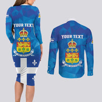 Personalized Canada Quebec Province Couples Matching Long Sleeve Bodycon Dress and Long Sleeve Button Shirt Je Me Souviens