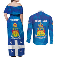 Personalized Canada Quebec Province Couples Matching Off Shoulder Maxi Dress and Long Sleeve Button Shirt Je Me Souviens