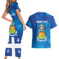 Personalized Canada Quebec Province Couples Matching Short Sleeve Bodycon Dress and Hawaiian Shirt Je Me Souviens