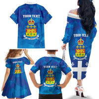 Personalized Canada Quebec Province Family Matching Off The Shoulder Long Sleeve Dress and Hawaiian Shirt Je Me Souviens