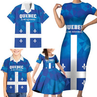 Personalized Canada Quebec Province Family Matching Short Sleeve Bodycon Dress and Hawaiian Shirt Je Me Souviens