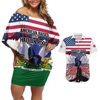 Haiti Heritage Month 2025 Couples Matching Off Shoulder Short Dress and Hawaiian Shirt American Raised With Haitian Roots