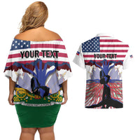 Haiti Heritage Month 2025 Couples Matching Off Shoulder Short Dress and Hawaiian Shirt American Raised With Haitian Roots