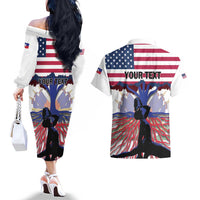 Haiti Heritage Month 2025 Couples Matching Off The Shoulder Long Sleeve Dress and Hawaiian Shirt American Raised With Haitian Roots