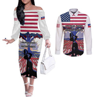 Haiti Heritage Month 2025 Couples Matching Off The Shoulder Long Sleeve Dress and Long Sleeve Button Shirt American Raised With Haitian Roots