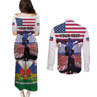 Haiti Heritage Month 2025 Couples Matching Puletasi and Long Sleeve Button Shirt American Raised With Haitian Roots
