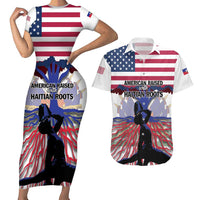 Haiti Heritage Month 2025 Couples Matching Short Sleeve Bodycon Dress and Hawaiian Shirt American Raised With Haitian Roots