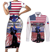 Haiti Heritage Month 2025 Couples Matching Short Sleeve Bodycon Dress and Long Sleeve Button Shirt American Raised With Haitian Roots