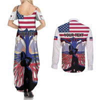 Haiti Heritage Month 2025 Couples Matching Summer Maxi Dress and Long Sleeve Button Shirt American Raised With Haitian Roots