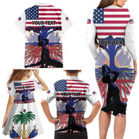 Haiti Heritage Month 2025 Family Matching Long Sleeve Bodycon Dress and Hawaiian Shirt American Raised With Haitian Roots
