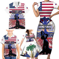 Haiti Heritage Month 2025 Family Matching Short Sleeve Bodycon Dress and Hawaiian Shirt American Raised With Haitian Roots