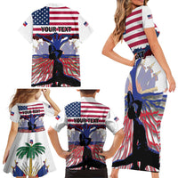 Haiti Heritage Month 2025 Family Matching Short Sleeve Bodycon Dress and Hawaiian Shirt American Raised With Haitian Roots