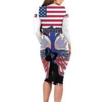 Haiti Heritage Month 2025 Long Sleeve Bodycon Dress American Raised With Haitian Roots
