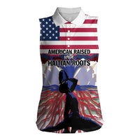 Haiti Heritage Month 2025 Women Sleeveless Polo Shirt American Raised With Haitian Roots