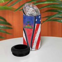 Haitian Americans Zipper Stylized 4 in 1 Can Cooler Tumbler Haiti Heritage Month 2025