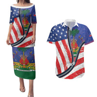 Haitian Americans Zipper Stylized Couples Matching Puletasi and Hawaiian Shirt Haiti Heritage Month 2025