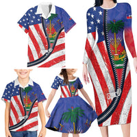 Haitian Americans Zipper Stylized Family Matching Long Sleeve Bodycon Dress and Hawaiian Shirt Haiti Heritage Month 2025