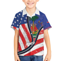 Haitian Americans Zipper Stylized Family Matching Off The Shoulder Long Sleeve Dress and Hawaiian Shirt Haiti Heritage Month 2025