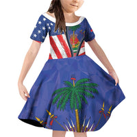 Haitian Americans Zipper Stylized Family Matching Off Shoulder Short Dress and Hawaiian Shirt Haiti Heritage Month 2025
