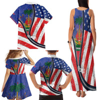 Haitian Americans Zipper Stylized Family Matching Tank Maxi Dress and Hawaiian Shirt Haiti Heritage Month 2025
