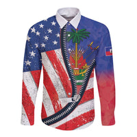 Haitian Americans Zipper Stylized Long Sleeve Button Shirt Haiti Heritage Month 2025