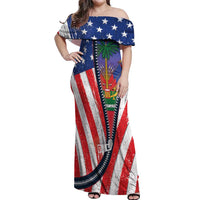 Haitian Americans Zipper Stylized Off Shoulder Maxi Dress Haiti Heritage Month 2025