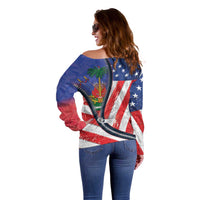 Haitian Americans Zipper Stylized Off Shoulder Sweater Haiti Heritage Month 2025