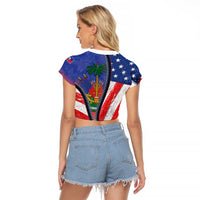 Haitian Americans Zipper Stylized Raglan Cropped T Shirt Haiti Heritage Month 2025