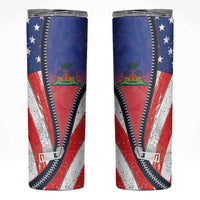 Haitian Americans Zipper Stylized Skinny Tumbler Haiti Heritage Month 2025