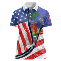 Haitian Americans Zipper Stylized Women Polo Shirt Haiti Heritage Month 2025