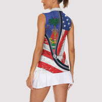 Haitian Americans Zipper Stylized Women Sleeveless Polo Shirt Haiti Heritage Month 2025