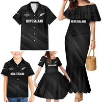 Custom New Zealand Cricket Family Matching Mermaid Dress and Hawaiian Shirt Aotearoa Black Cap Come On