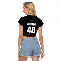 Custom New Zealand Cricket Raglan Cropped T Shirt Aotearoa Black Cap Come On