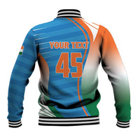 Custom India Cricket Baseball Jacket Men in Blue Champions 2025