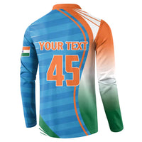 Custom India Cricket Button Sweatshirt Men in Blue Champions 2025