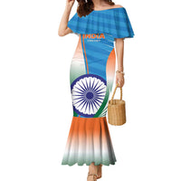 Custom India Cricket Family Matching Mermaid Dress and Hawaiian Shirt Men in Blue Champions 2025